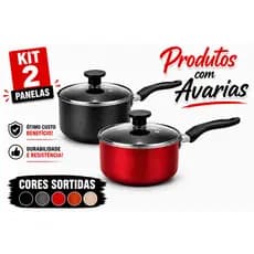 KIT 2 Panelas Antiaderente 16 Cm Teflon Pequenas Avarias- Cores Sortidas