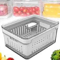 Organizador Elegance Pequeno Alto Quadrado com Cesto 2,8L Multiuso Cozinha Geladeira e Armário