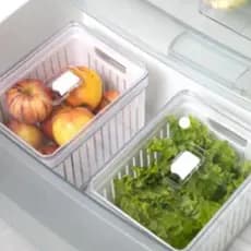 Organizador Elegance Médio Alto com Cesto 3,8L Multiuso Cozinha Geladeira Armário Dispensa Organização