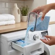 Porta Sabão Hermético 1,35L Organizador Multiuso Transparente com Tampa Vedada para Lavanderia