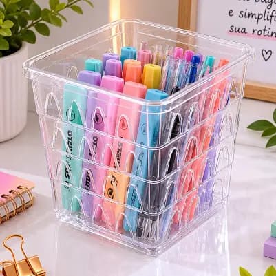 Organizador Quadrado transparente Uninjet  Multiuso para Cozinha Closet e Banheiro | Organização