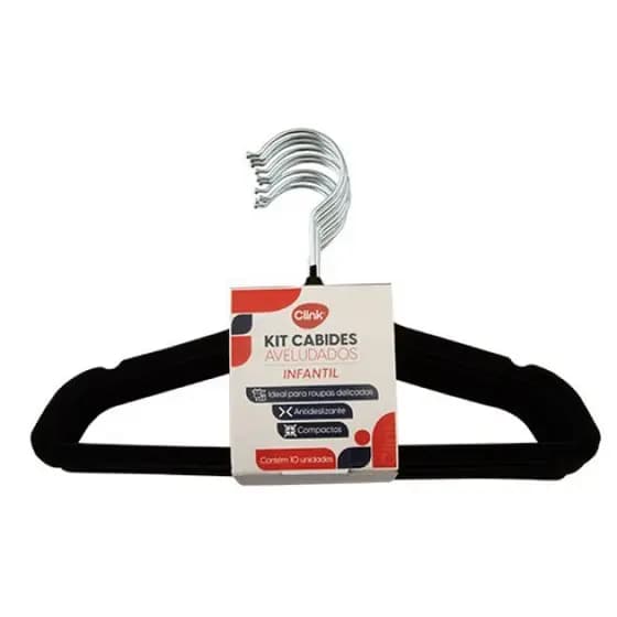 Kit Cabides para Roupas de Criança – Aveludado Antideslizante com 10 Unidades - Organização - Guarda-roupa