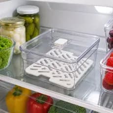 Organizador Elegance  Baixo Quadrado com Cesto 1,4L Multiuso Cozinha Geladeira Armário Organização
