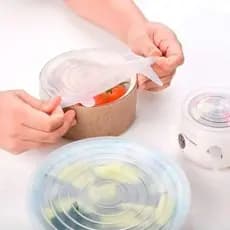 Kit 6 Tampas de Silicone Veda Tudo Universal Reutilizáveis para Potes Panelas Copos Clink  BPA Free