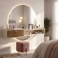 Penteadeira Suspensa Com Porta Gaveta Nicho Bancada Maquiagem Quarto Luxo Salão 180 150 120 OU 90 Cm