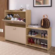Sapateira Milano Banquinho 21 Pares 2 Portas e Sapateira Arezzo 1Porta 12 pares Hall Entrada Quarto Organizador Calçados