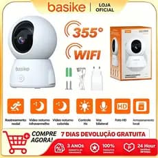 Basike Electronics Smart Camera 2.4G Wi-Fi Visão Noturna 1080P Pode Rotação de 355° With Áudio Bidirecional