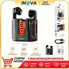INOVA Fones de Ouvido Bluetooth 5.4 Sem Fio Semi-Intra-auriculares Toque Controle ENC Com microfone