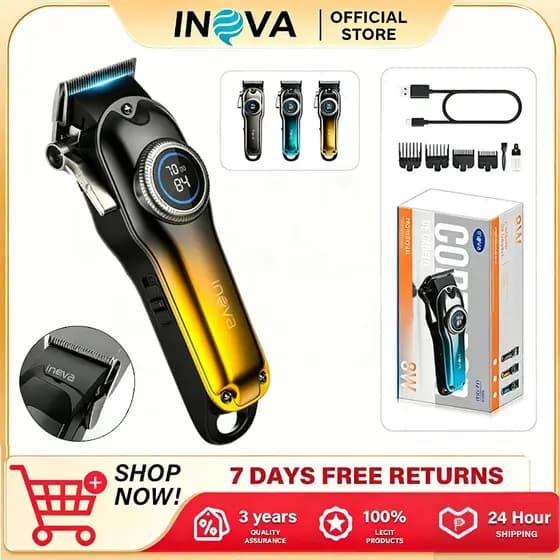 INOVA Hair Trimmer Elétrica 4 Modos de Corte Professional Hair Afiação Automática Display Digital Silenciosa 1500mAh 8W