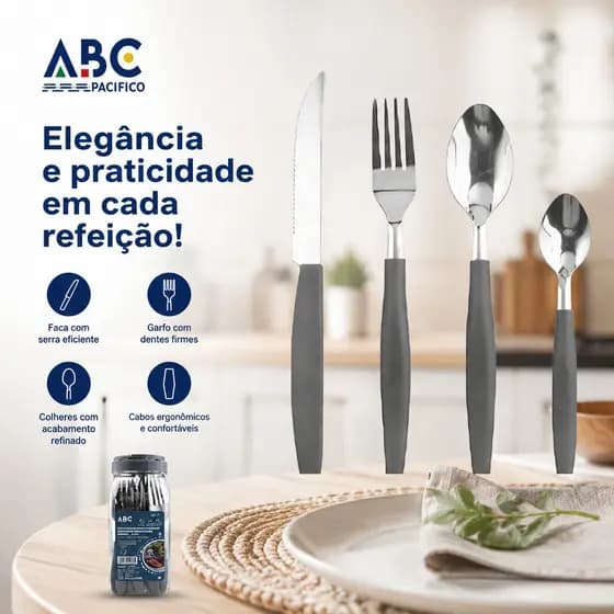 Faqueiro  24 Peças-Jogo de Talheres em Aço Inox Com Cabos Coloridos