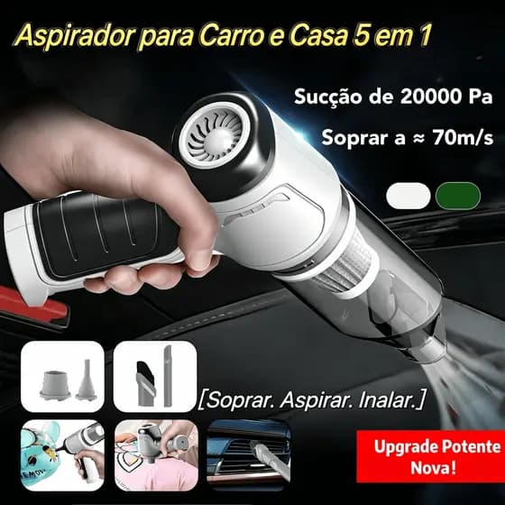 Novo e aprimorado! Aspirador de pó portátil 5 em 1 - motor potente, limpeza multifuncional.