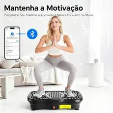 Plataforma Vibratória Bivolt com Bluetooth, Aparelho de Vibração Doméstico, Suporta Até 150kg, Alivia Dores Musculares
