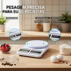 Balança Digital De Cozinha Com Precisão de 1g a 10Kg Função Tare