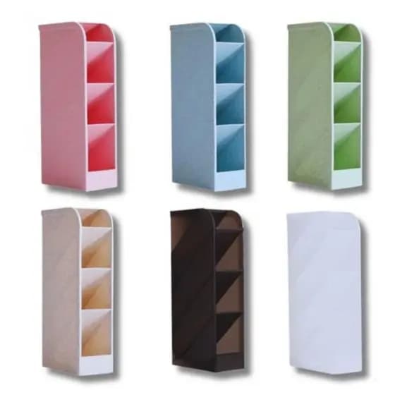 3 Organizador de Mesa Porta Lápis e Caneta Escolar com 4 Compartimentos Plástico Resistente
