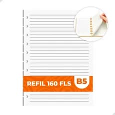 Refil B5 10 Discos 160 Folhas Pautadas Caderno Inteligente Médio Reposicionáveis Material Escolar