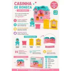 Casinha de Boneca Infantil com Móveis e Acessórios Fashion House Brinquedo 6 Peças 8 Peças 06 Peças