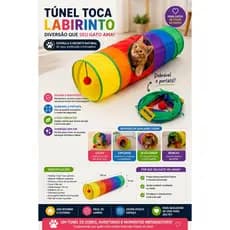 Túnel Colorido para Pets 1,15m Buppy Pet Dobrável com Bolinha Suspensa Resistente Premium Resistente