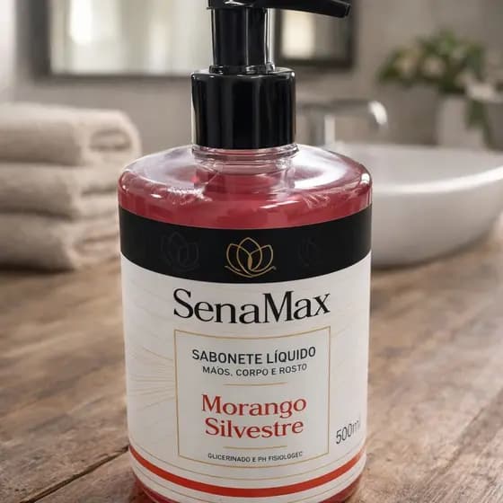 Sabonete Líquido Morango Silvestre 500ml Mãos Corpo Rosto Glicerinado Senalandia Dia a Dia Vermelho