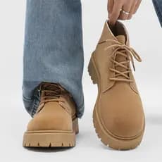Sapatos Derby de sola grossa de cano alto masculino Retro camurça Martin botas ferramentas na moda botas ruibarbo diário