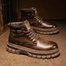 Botas Martin de trabalho britânicas de cano alto masculinas na moda sapatos casuais de cano médio All-Match uso diário