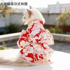 Estilo Quimono Japonês Roupas Para Animais De Estimação Grande Arco Filhote De Cachorro Gato Shiba Inu Traje