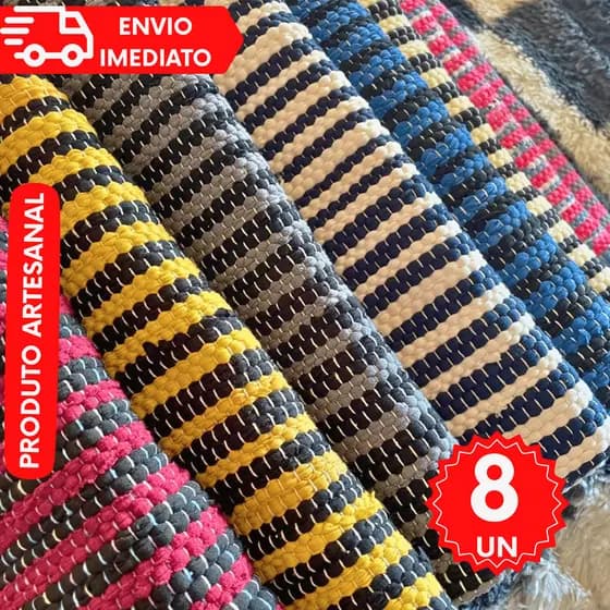 Kit Tapete Com 6  Unidades Reforcado Grande 75x50 Cm Sortidos Porta Cozinha  Zebra Artesanal Tear Malhas Alto Padrão