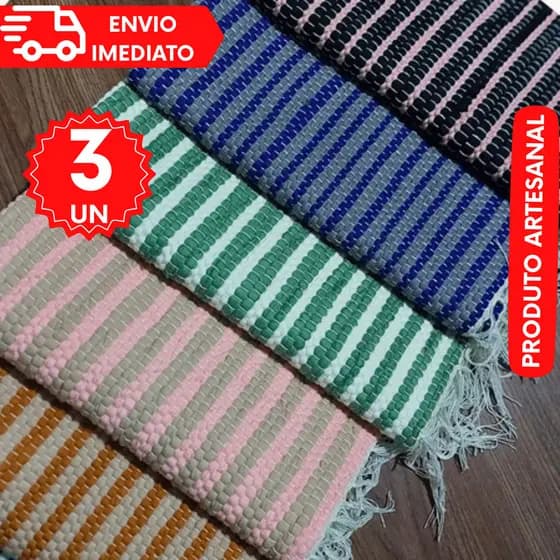 Tapetes Com 2/3 Unidades Reforcado Grande 75x50 Cm Porta Cozinha  Zebra Artesanal Tear Alto Padrão Malhas Primeira Linha