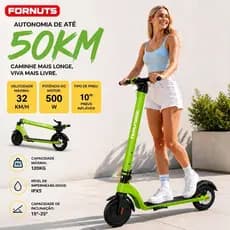 FORNUTS Patinete Elétrico 500W 120kg 32km/h Sobe 25° 50km Autonomia Pneu 10" IPX5 Patinete Elétrico Para Adultos