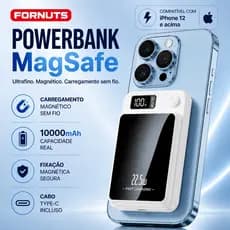 FORNUTS Bateria Portátil 10000mAh Ultrafino Power Bank iPhone/Android Magnetico Carregador Portátil para Celular