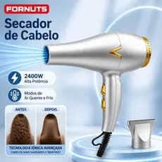 Secador Profissional 2400W para Salão e Casa – Secagem Rápida, Ar Quente/Frio e Proteção Capilar