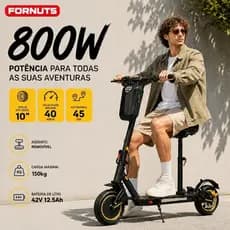 FORNUTS 800W Patinete Elétrico Com Assento Amortecedor Até 150kg 10" 45km 12,5Ah Scooter Elétrica para Adultos