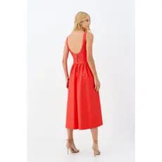 Vestido Midi PU Saia Fluida ACT Feminino