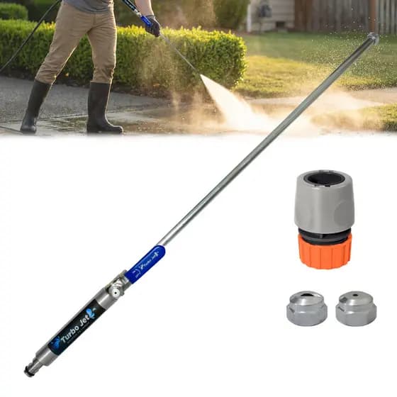 Esguicho Lavadora Alta Pressão Turbojet P/ Mangueira Jardim 1/2" Bicos Leque e Jato Lava Calçada Carro + Engate Completo
