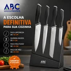 Indicado Conjunto Facas Inox ABC Pacífico, Corte Preciso para Todos os Alimentos