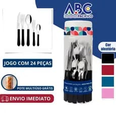 Jogo De Talheres 24 Peças Aço Inox Faqueiro Resistente Colorido Para Casa Cozinha Durável