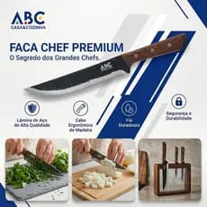 Faca de Chef Ponta Oblíqua Cabo Inclinado | Faca Coreadeira para Carne Campeira Artesanal Envio Imediato