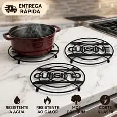 kit Descanso Apoio Suporte de Panela quente/ Proteção Para Pratos Jarras Suco Café, Tábua de Mesa.