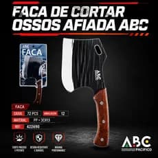 Cutelo ABC Aço Inox Martelado Cabo Madeira Artesanal para Ossos Carnes Profissional – Oferta Especial