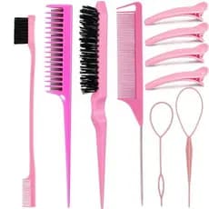 10pcs Conjunto De Pente Para De Cabelo Escova Triplo Rabo De Rato Ferramentas Ra