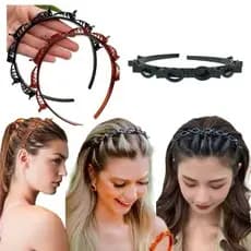 1 ate 3 unidades Tiara /Bandas de dupla camada presilha bandas de cabelo plástico trançado Cor aleatória