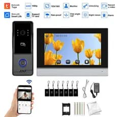 Campainha Inteligente 1080P 2MP Interfone Visual APP Remoto Cartão IC Visão Noturna Prova Dágua Suporte vários monitores