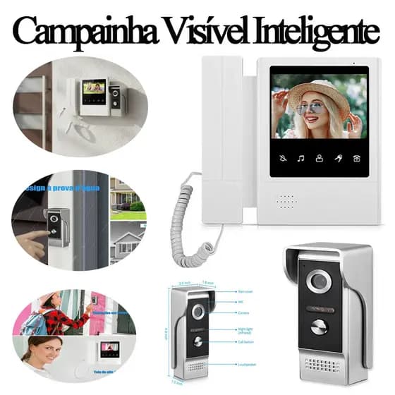 Campainha Visível Inteligente Visão Noturna Impermeável Destrancar Com Um Toque Inclui Multifuncional Home VideoDoorbell