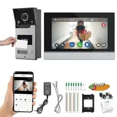 Video Porteiro Interfone 7" Touch Screen Câmera 2MP 120° Visão Noturna Controle De Acesso Sistema De Segurança Doméstica