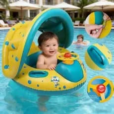 Círculo de natação de proteção solar para bebês Brinquedos de piscina para crianças Com volante Segurança de espessura