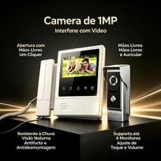 Interfone Visual Com Telefone Campainha Inteligente Visão Noturna Impermeável Destrancar