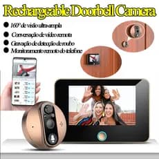 Campainha Câmera 3Em1 WiFi Recarregável 1080P 155° Visão Noturna Sensor De Movimento Multifuncional Segurança Doméstica