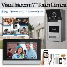 Video Porteiro Interfone 7" Touch Screen Câmera 2MP 120° Visão Noturna Controle De Acesso Sistema De Segurança Doméstica
