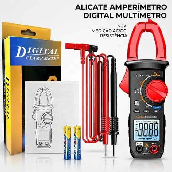 Alicate Amperímetro Digital 40A-400A CAT III 600V NCV Medição CA Alta Precisão para Eletricista