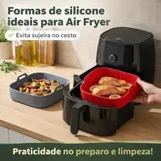 Kit 2 Formas de Silicone Air Fryer Grande 19 cm Quadrada Antiaderente  Assadeira Fritadeira