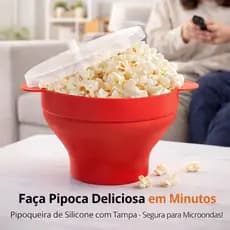 Pipoqueira Micro-ondas de Silicone sem oleo Balde Pipoca Redonda com Tampa Livre BPA